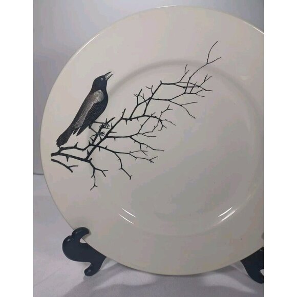Gothic THE CROW RAVEN Edward Challinor Victorian English Pottery Plate/Platter - Picture 2 of 5